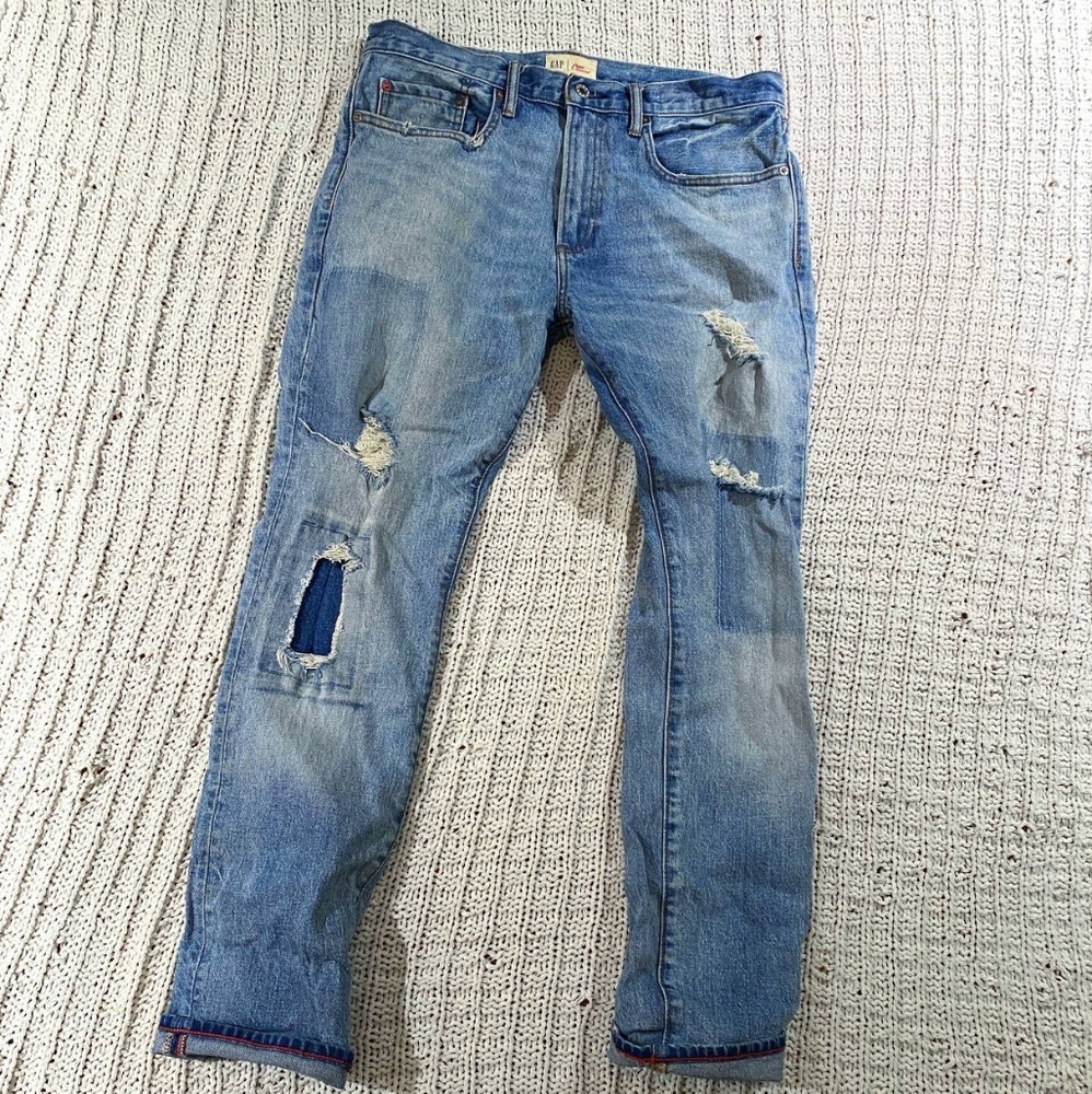 GAP x Cone Denim Men's Destructed Jeans in Skinny Fit with GapFlex 32x30